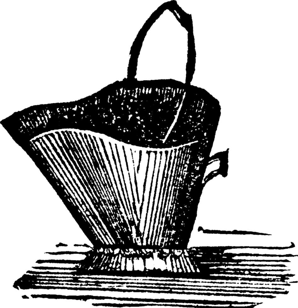 Coal-scuttle, vintage illustration. vector