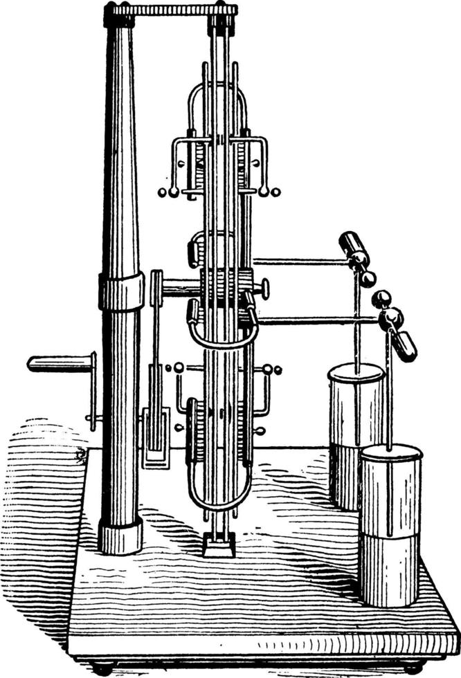 máquina de cuatro platos, ilustración antigua. vector