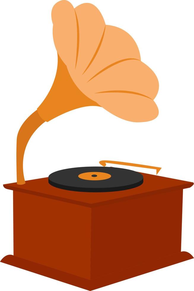 Golden gramophone, illustration, vector on white background.