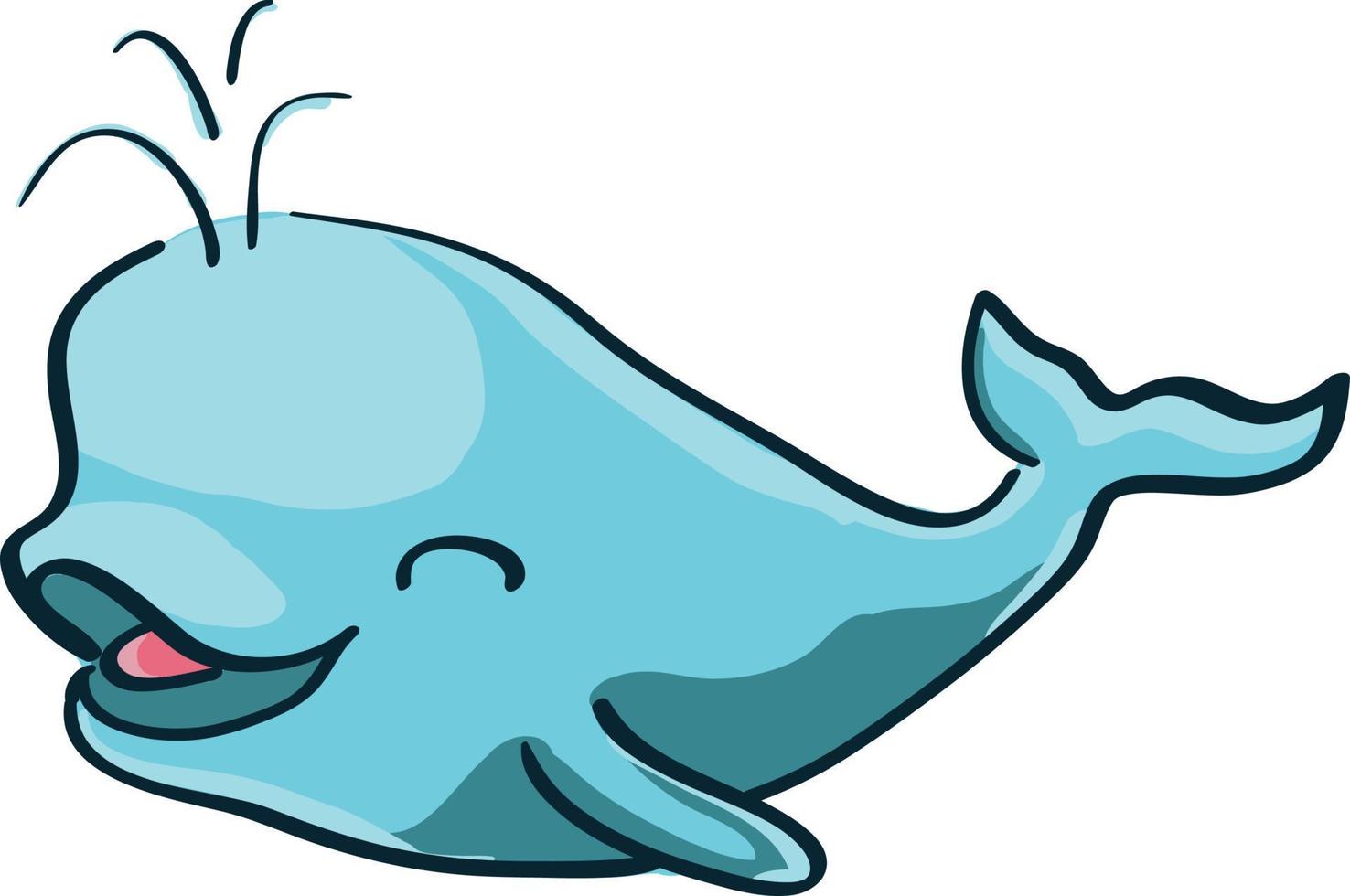 Blue whale, illustration, vector on white background.