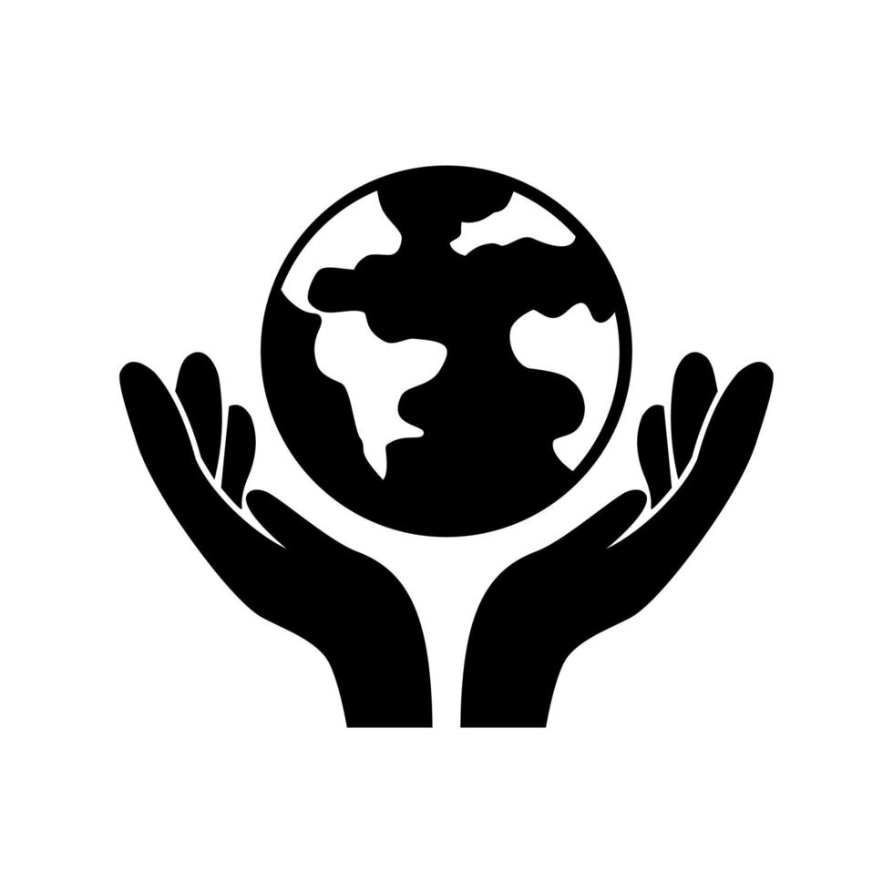 Hand hold globe icon vector