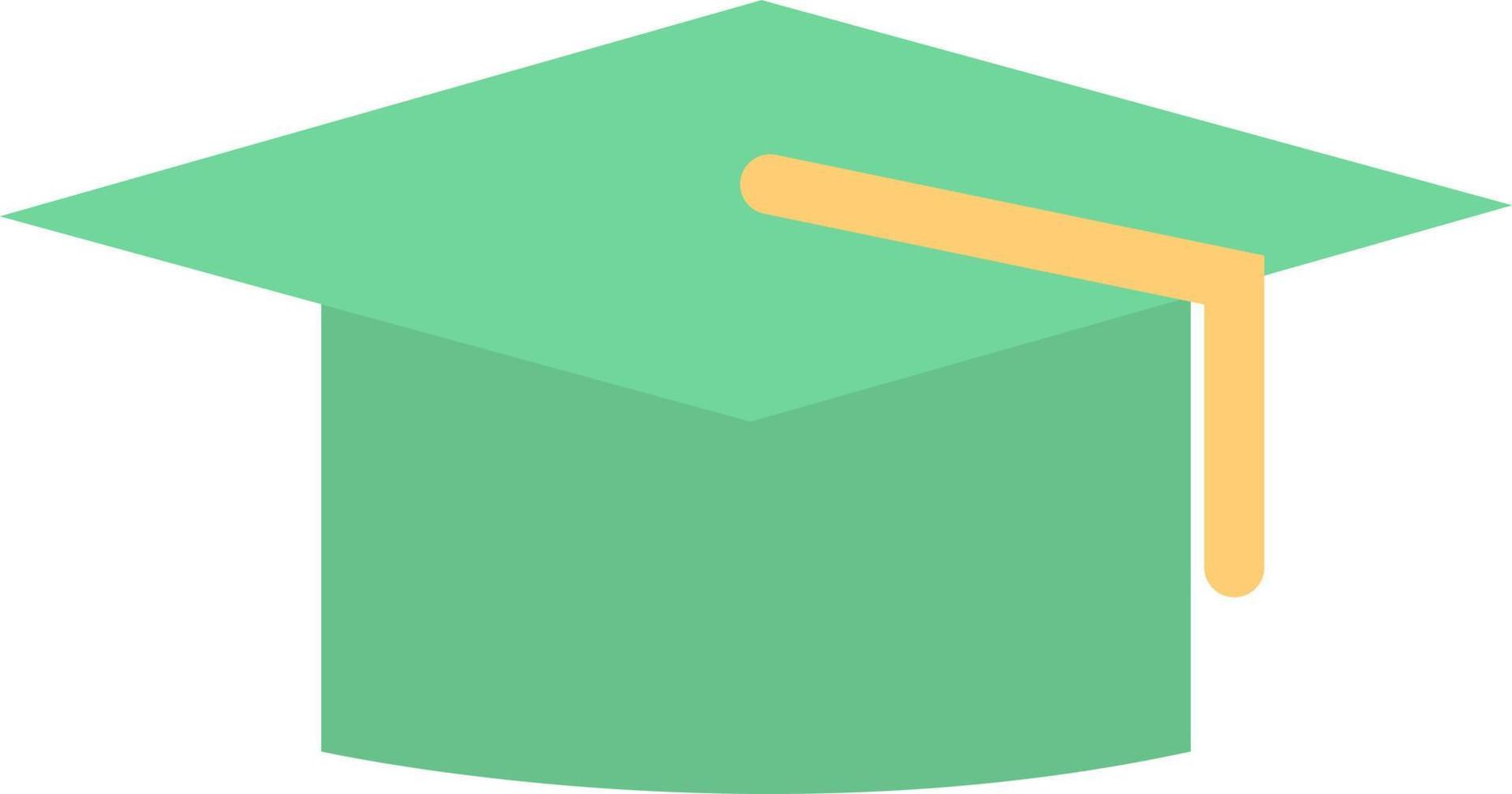 Green graduation hat, illustration, on a white background. vector