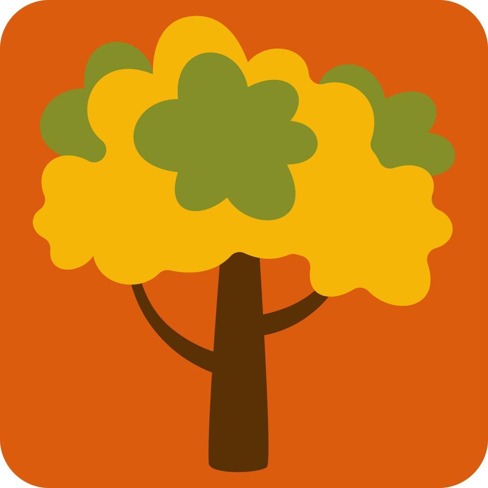 Gran árbol de otoño marrón, ilustración, vector sobre fondo blanco.