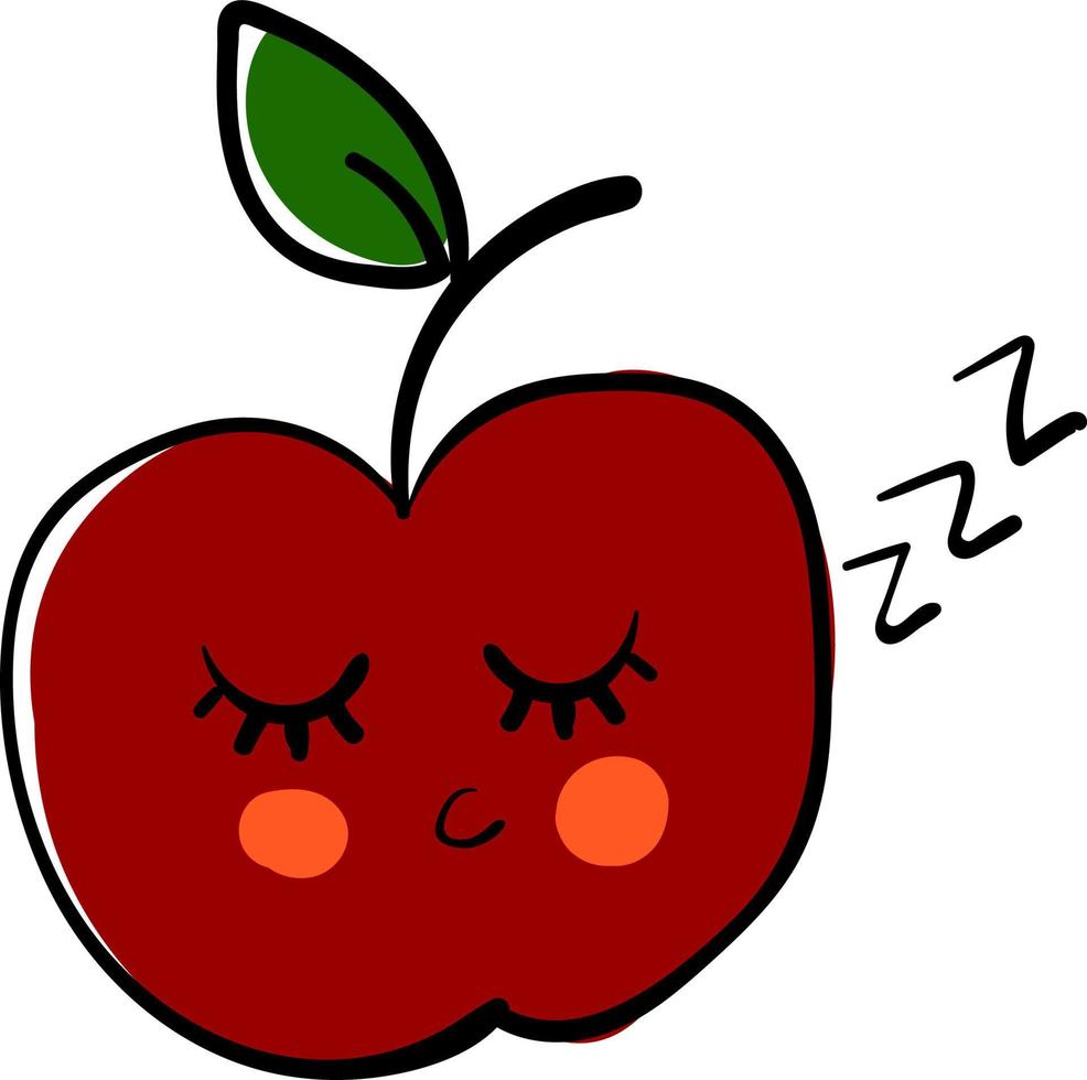 Sleepy apple, illustration, vector on white background.