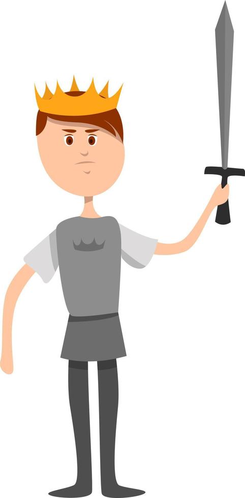 King with a sword, illustration, vector on white background