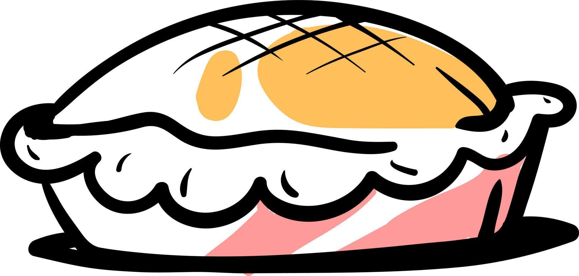 Pie drawing, illustration, vector on white background.
