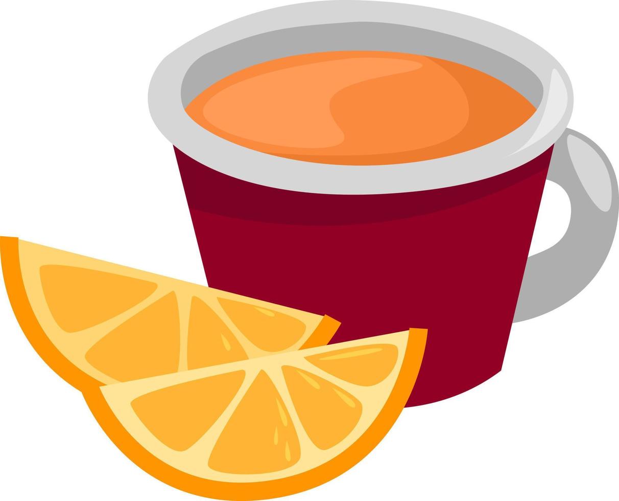 Tea with lemon, illustration, vector on a white background.