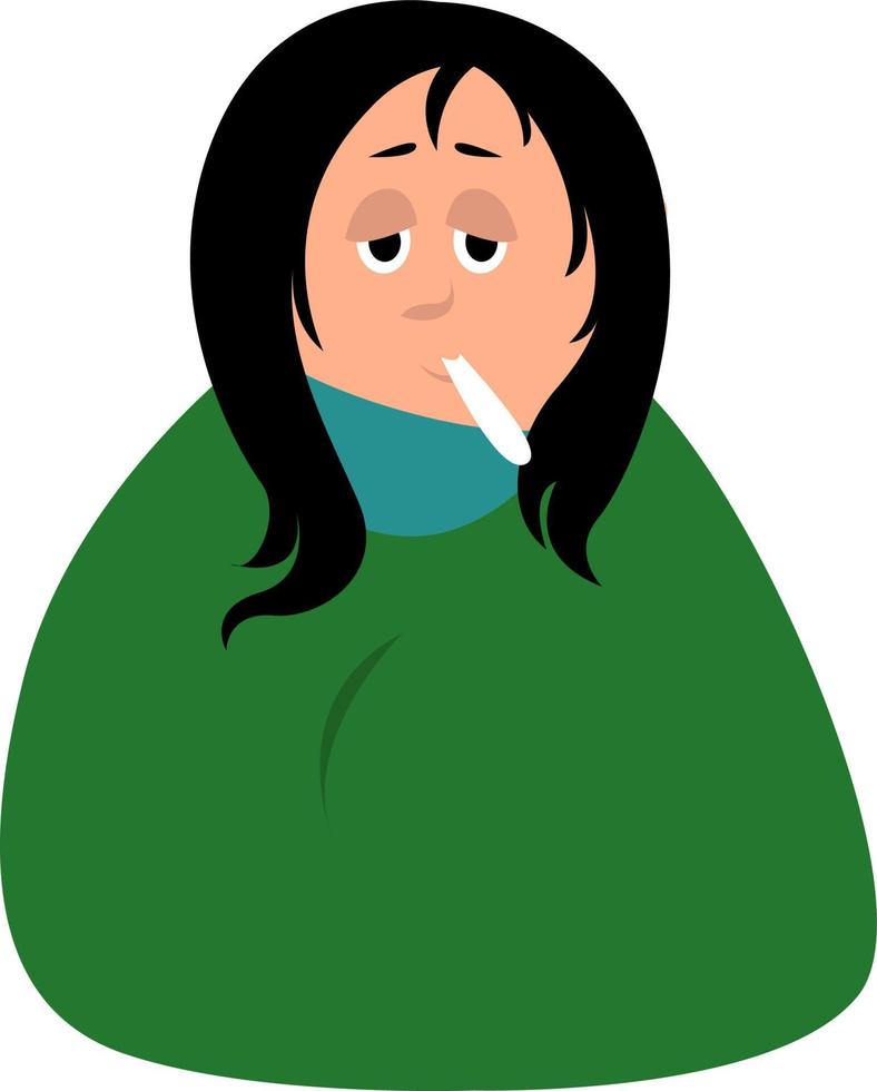 Sick girl, illustration, vector on white background.