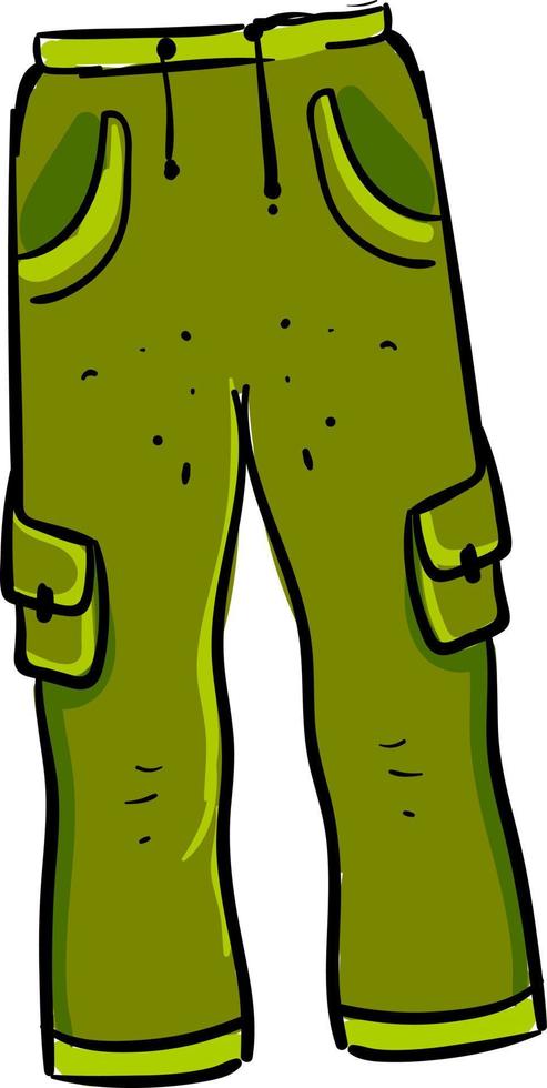 Green man pants, illustration, vector on white background.