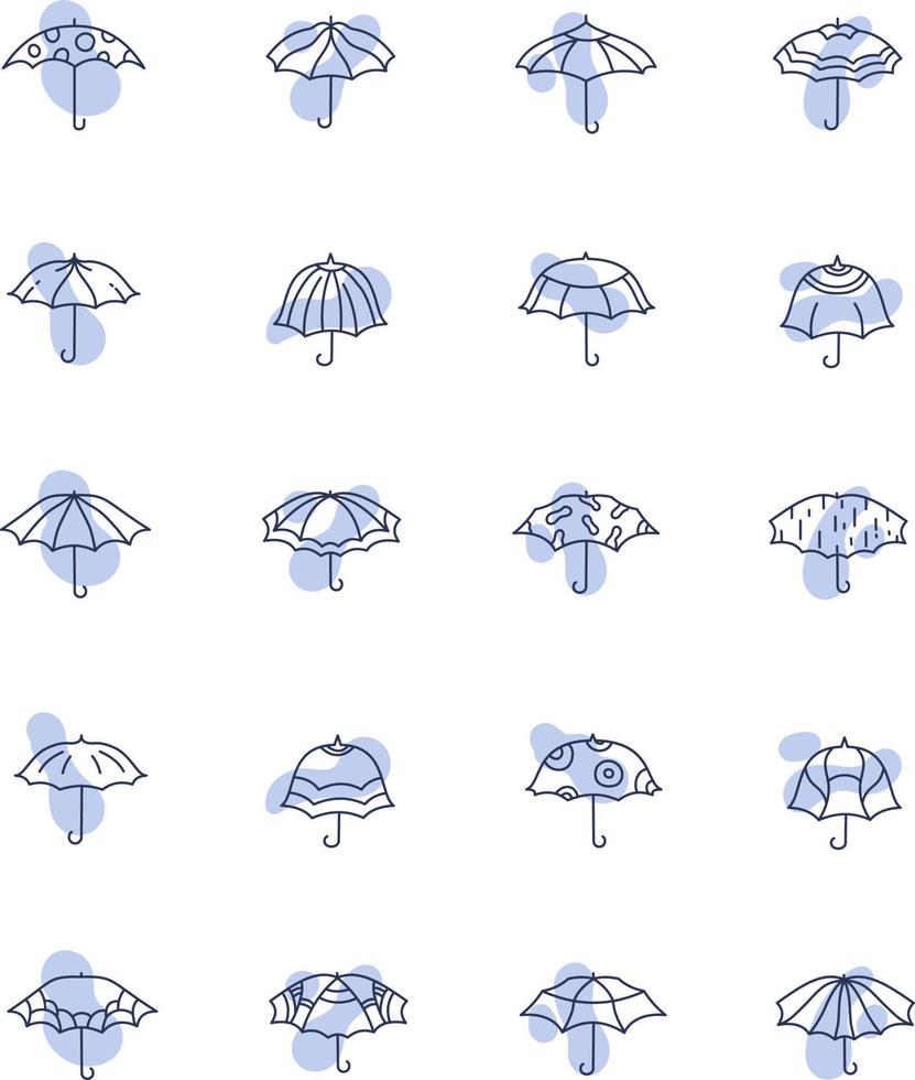 Umbrellas icon pack, illustration, vector on a white background.