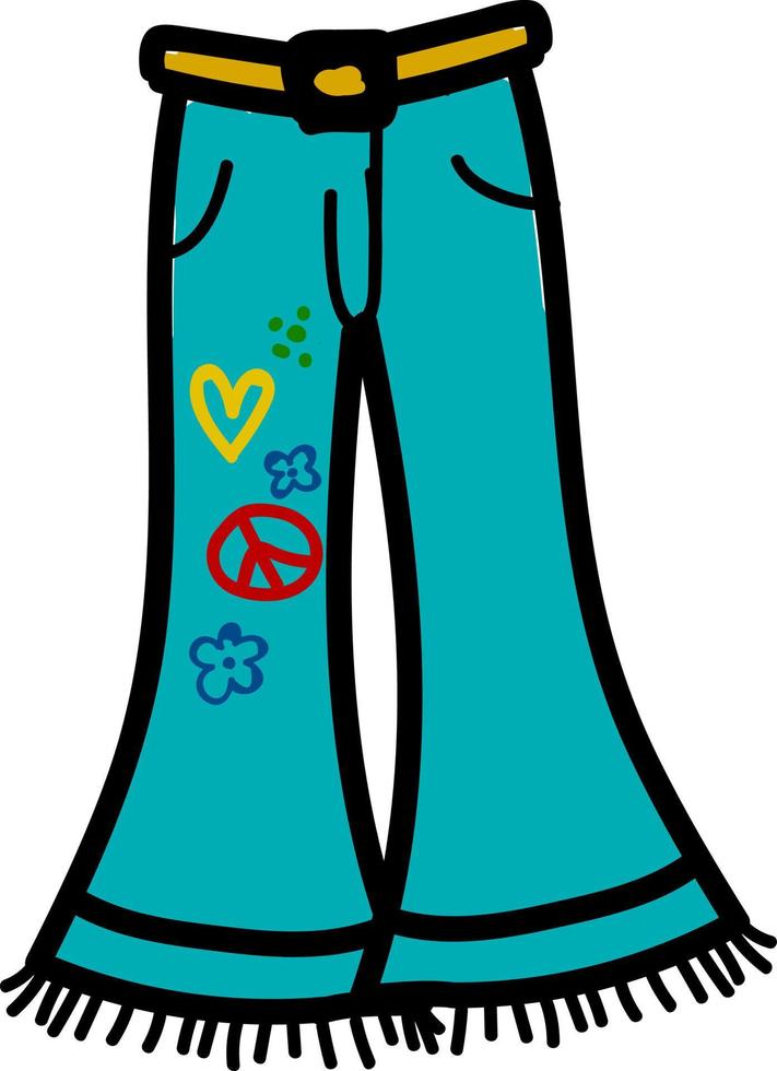 Hippie pants, illustration, vector on white background.