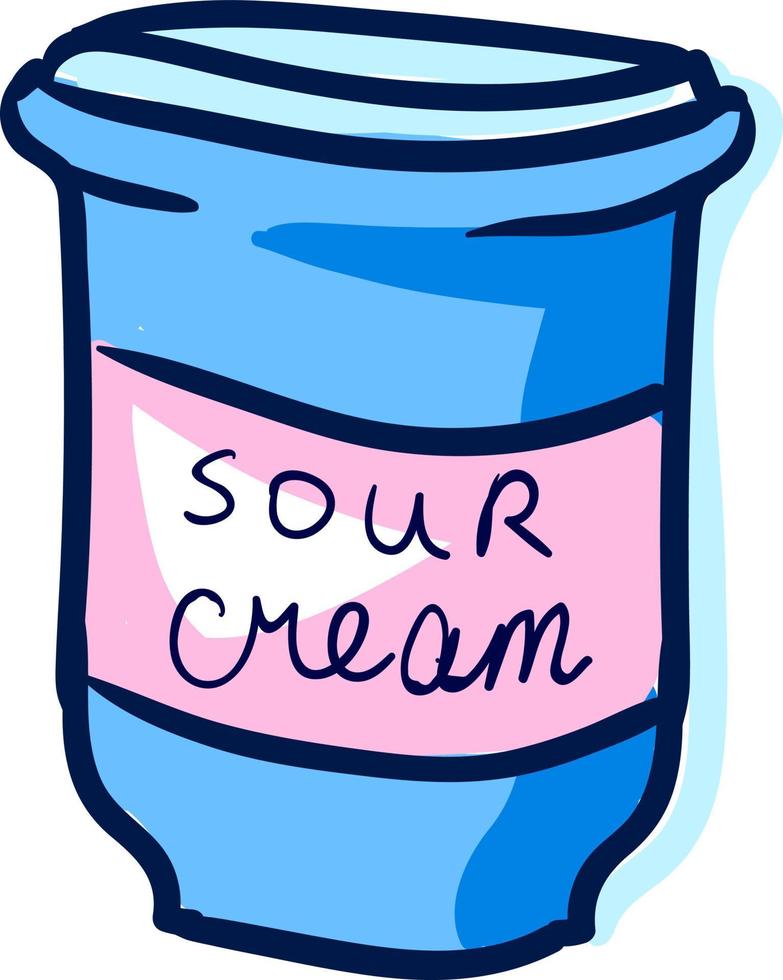 Sour cream box, illustration, vector on white background