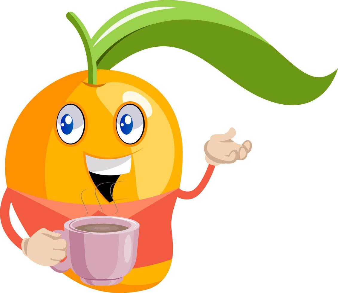 Mango con café, ilustración, vector sobre fondo blanco.