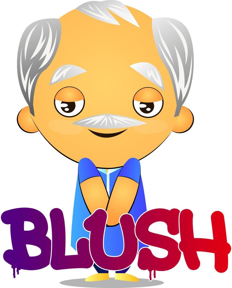 Old man blushing, illustration, vector on white background.