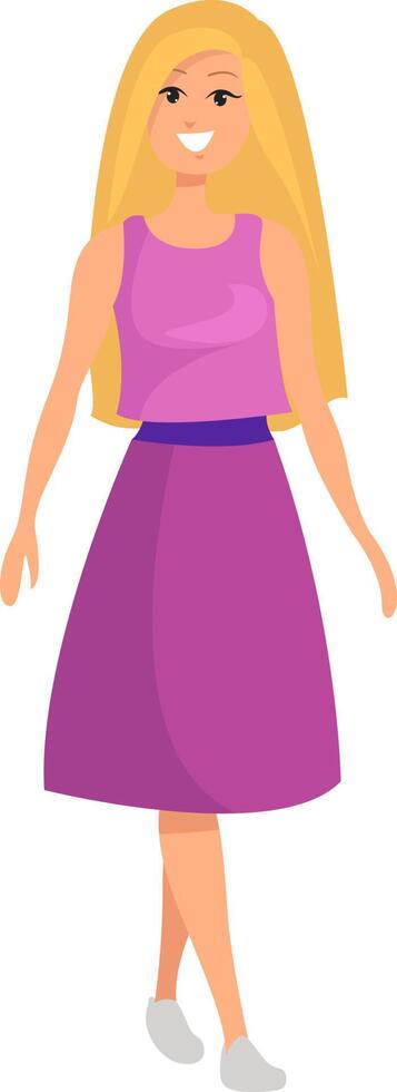 Barbie in pink, illustration, vector on white background