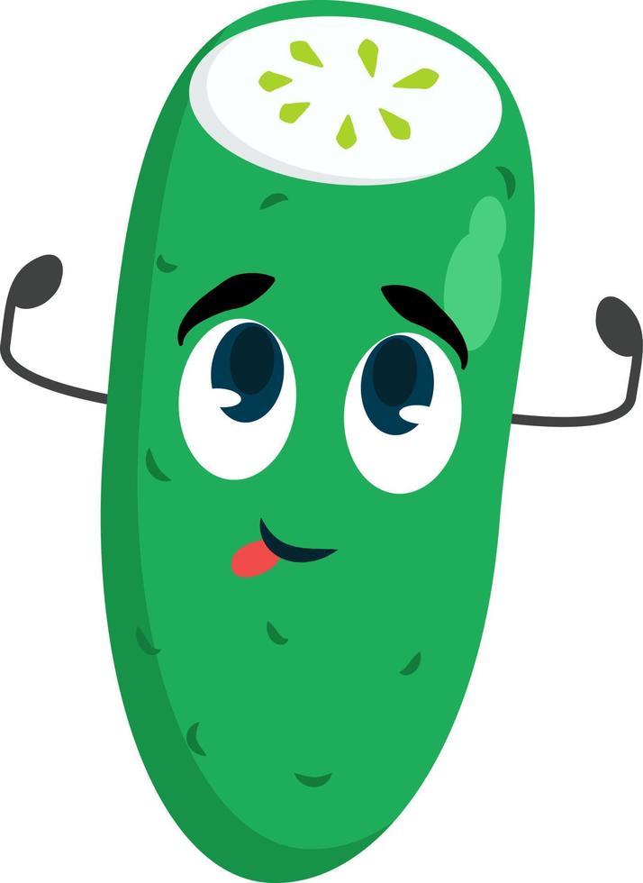 lindo pepino, ilustración, vector sobre fondo blanco.