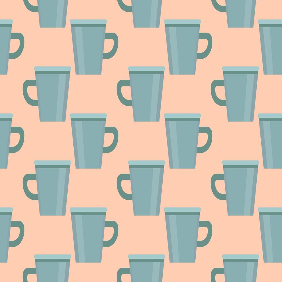 tazas de café azul, patrón sin costuras sobre fondo rosa claro. vector