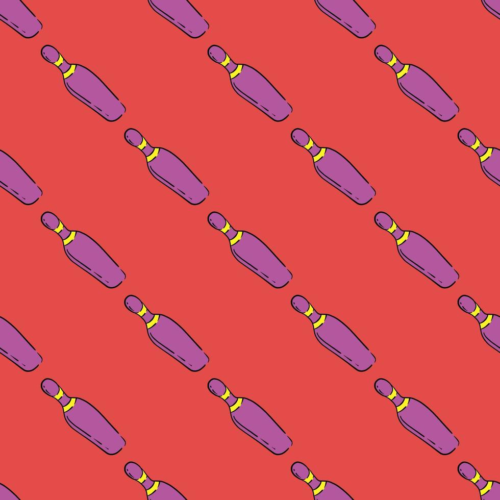 Bowling pin ,seamless pattern on red background. vector