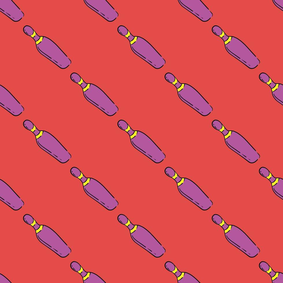 Bowling pin ,seamless pattern on red background. vector