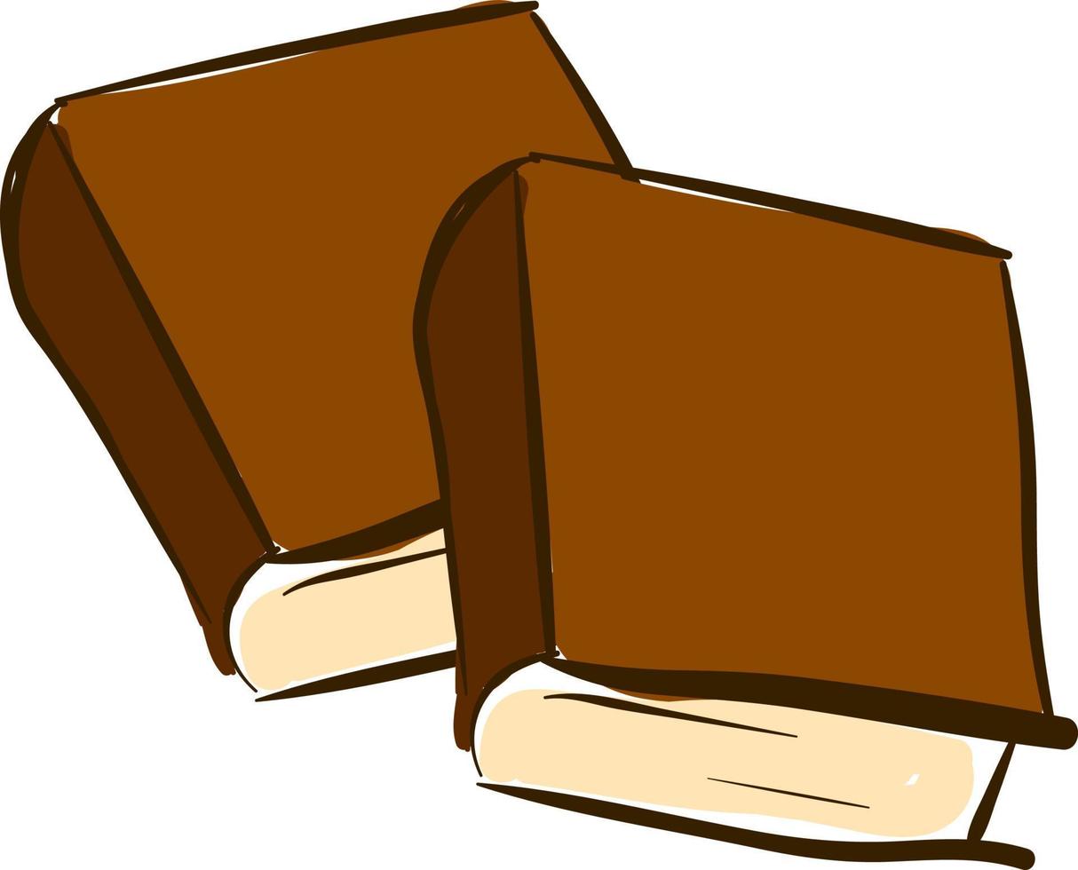 Brown books, illustration, vector on white background.