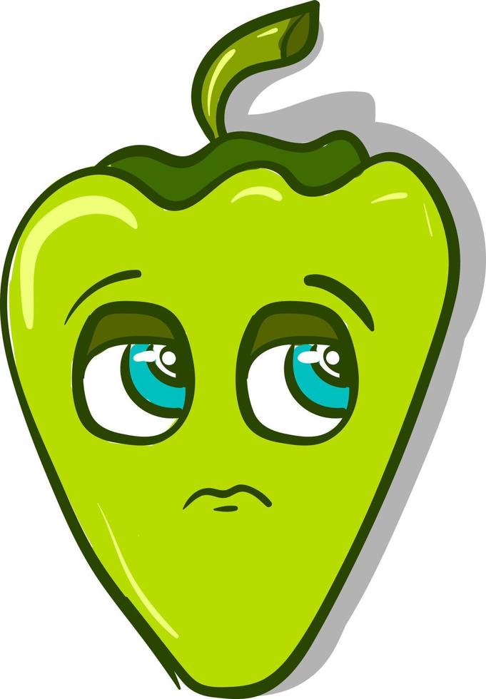 A sad pepper, vector or color illustration.