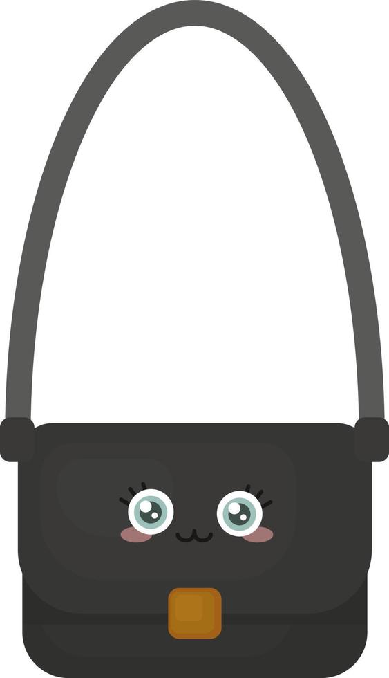 Feliz bolsa negra, ilustración, vector sobre fondo blanco.