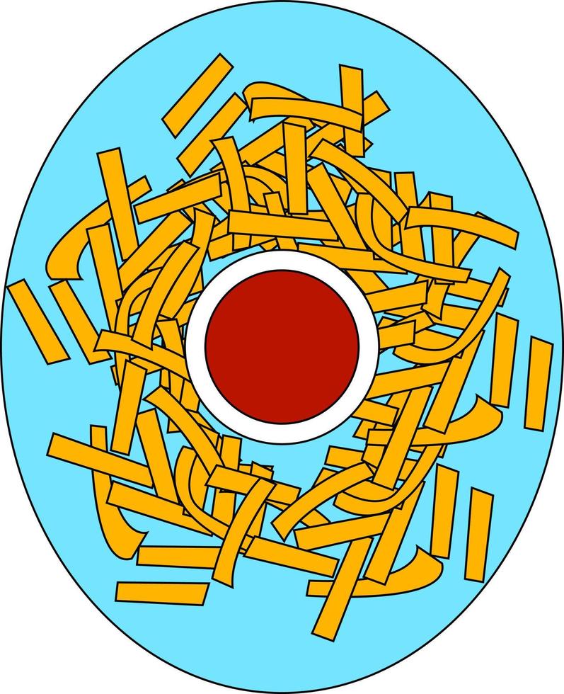 French fries with ketchup, illustration, vector on white background.