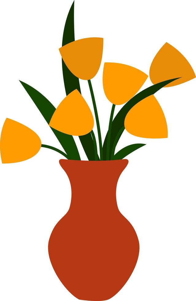 Yellow vase, illustration, vector on white background.