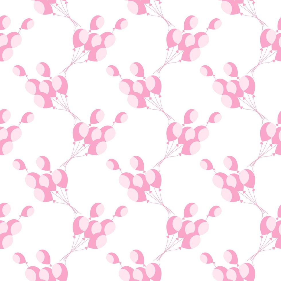 Pink balloons ,seamless pattern on white background. vector