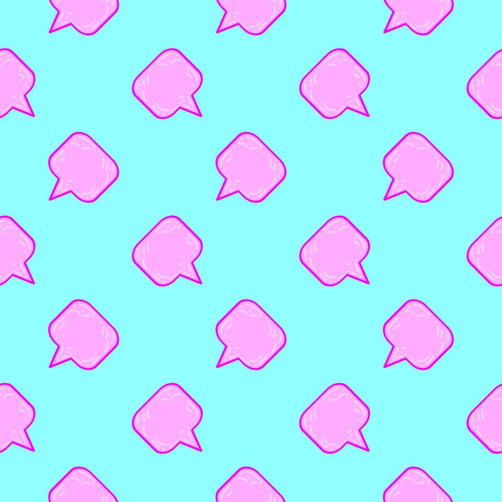 Pink conversation bubbles, seamless pattern on light blue background. vector