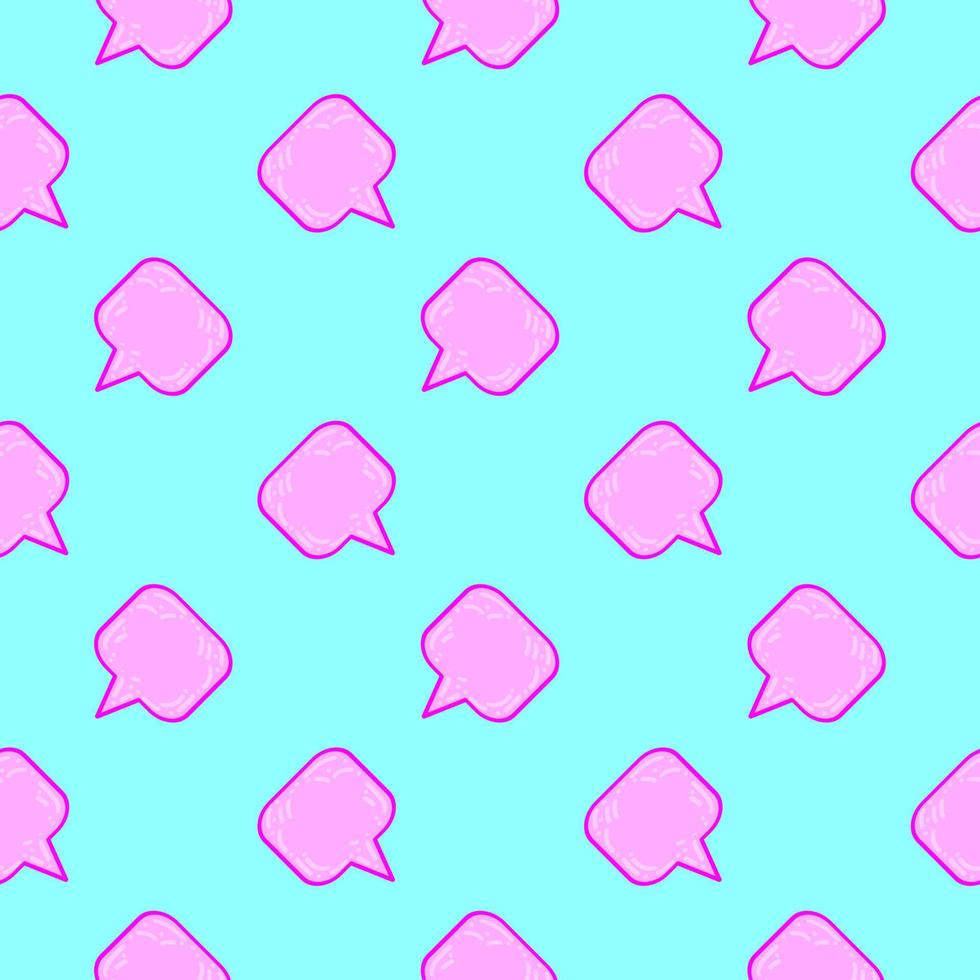 Pink conversation bubbles, seamless pattern on light blue background. vector