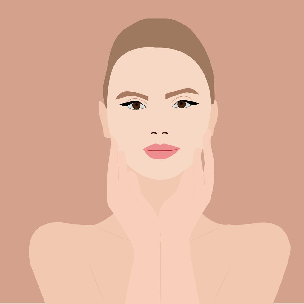 Pretty girl, illustration, vector on white background.