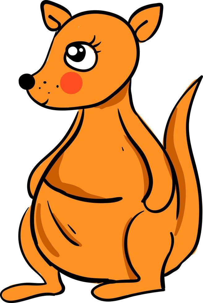 Cute little kangaroo, illustration, vector on white background.