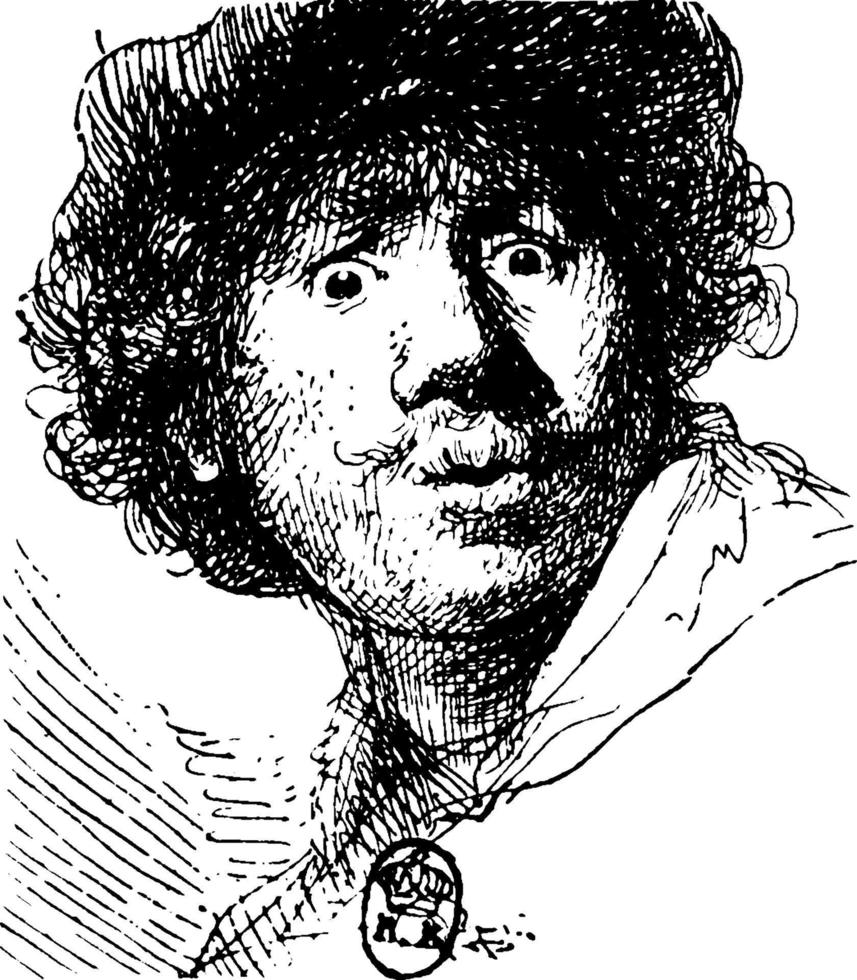 rembrandt, ilustración de la vendimia vector