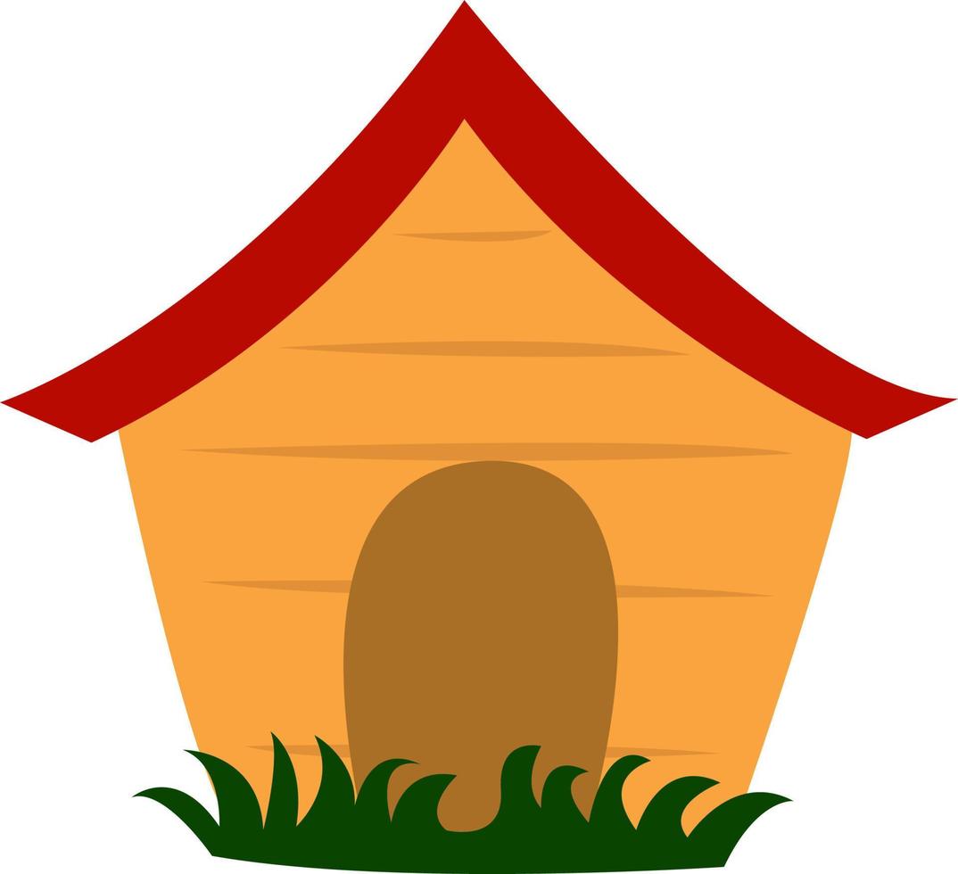 Dog house, illustration, vector on white background.