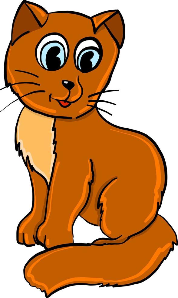 Cat with big eyes, illustration, vector on white background