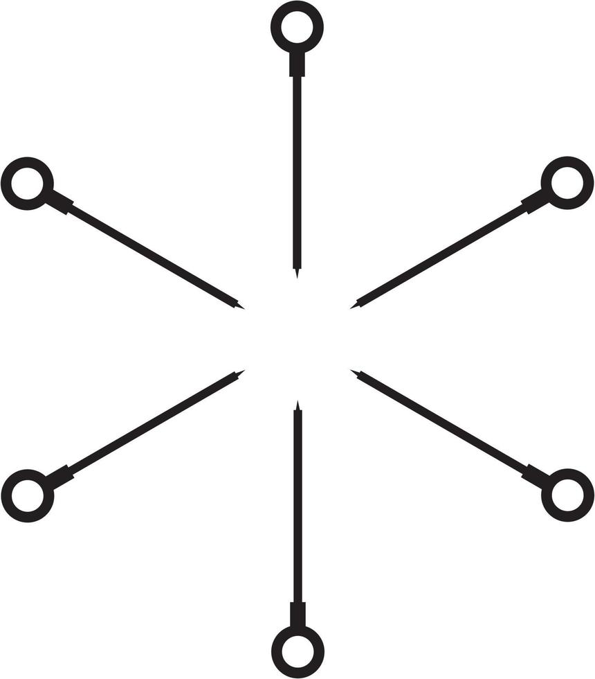 Five pins,illustration, vector on white background.