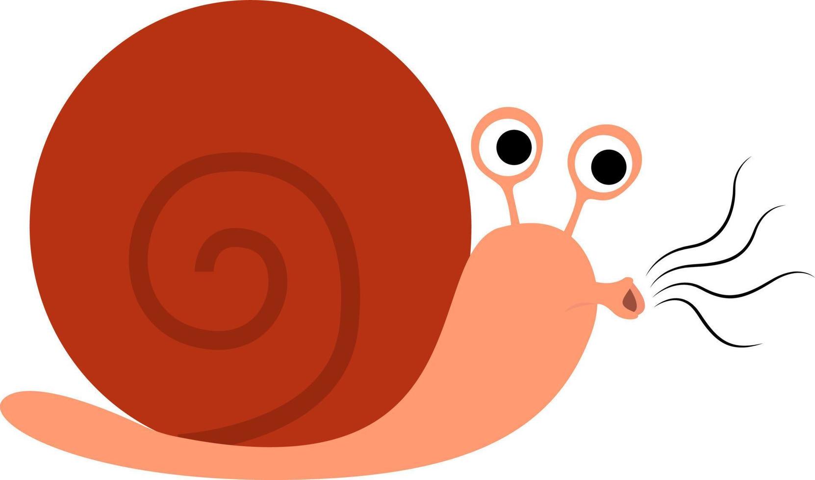 Snail whistling, illustration, vector on white background.