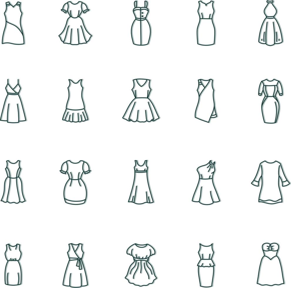 Types of dresses, illustration, on a white background. vector