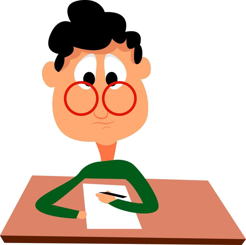 Man taking test, illustration, vector on white background.