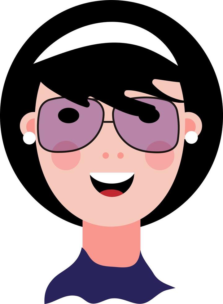 Girl with oval glasses, illustration, vector on a white background.