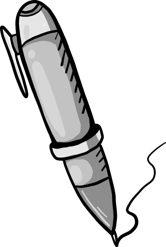 Gray pen, illustration, vector on white background