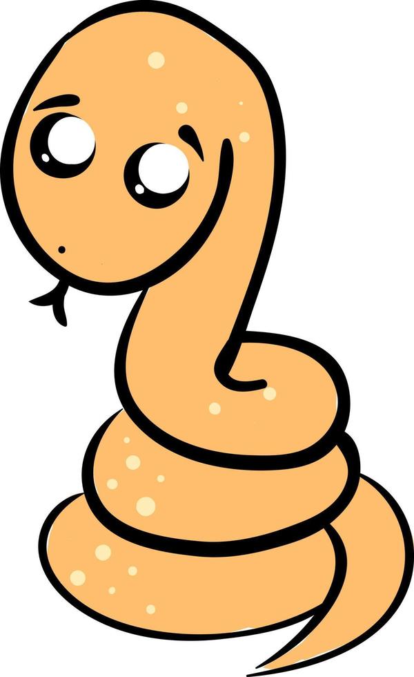 Sad snake, illustration, vector on white background.