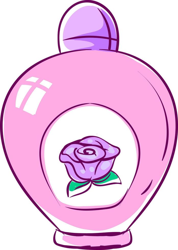 Bottle of rose perfume, illustration, vector on white background