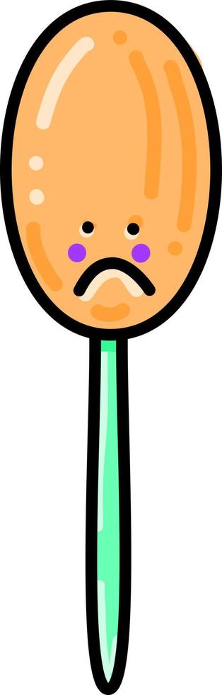 Sad orange lolipop, illustration, vector on white background