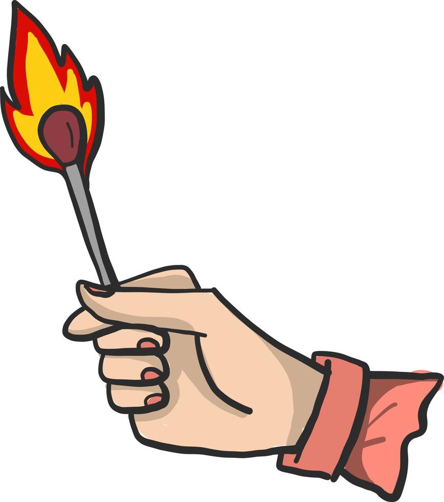 Match on fire, illustration, vector on white background