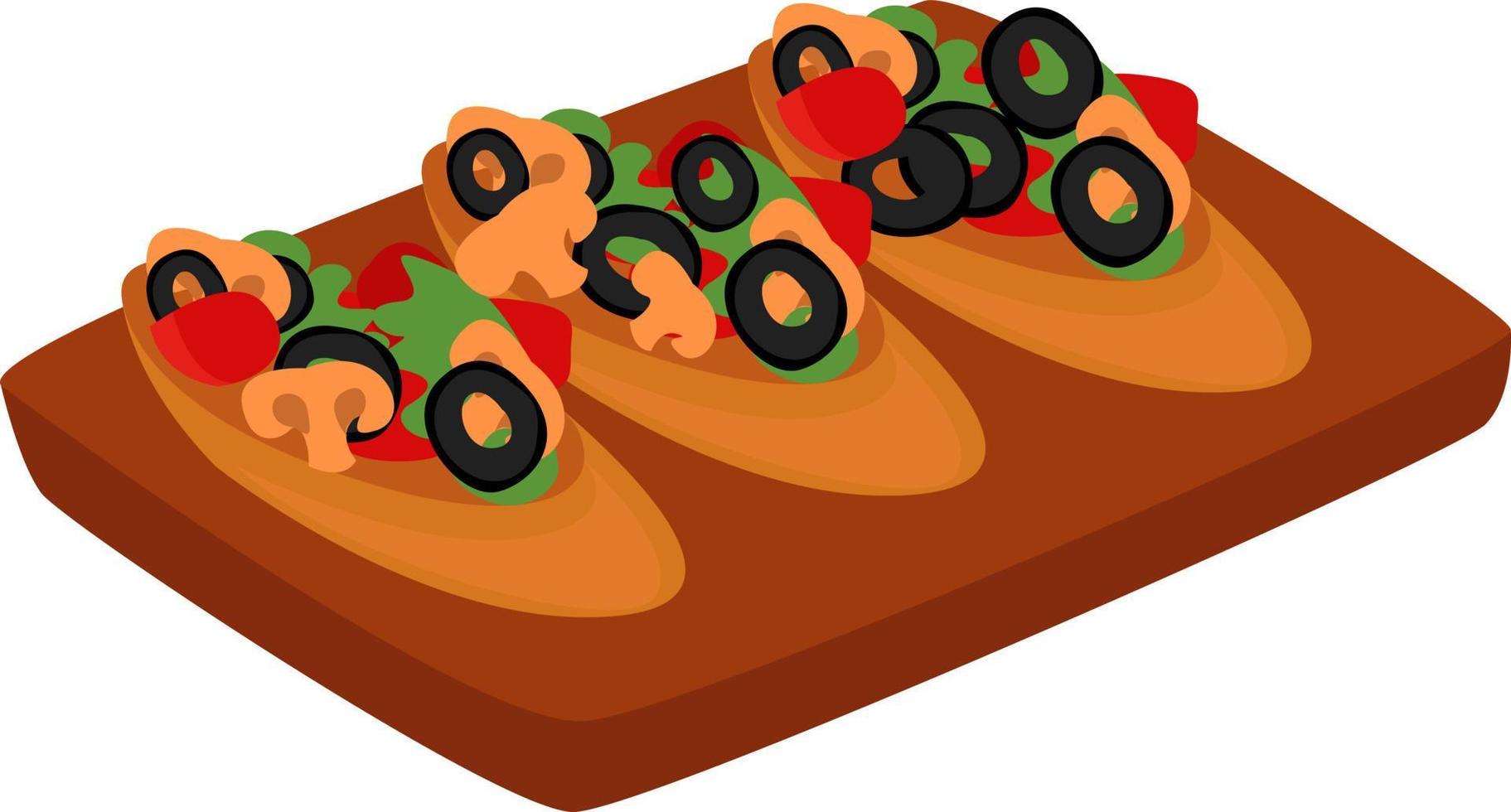 comida bruschetta, ilustración, vector sobre fondo blanco