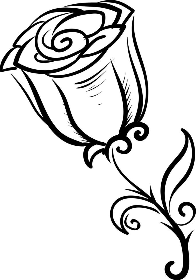 Rosa decorativa, ilustración, vector sobre fondo blanco.