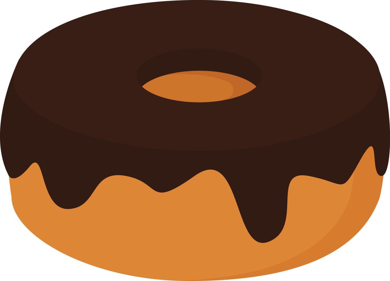 Donut with chocolate, illustration, vector on white background.