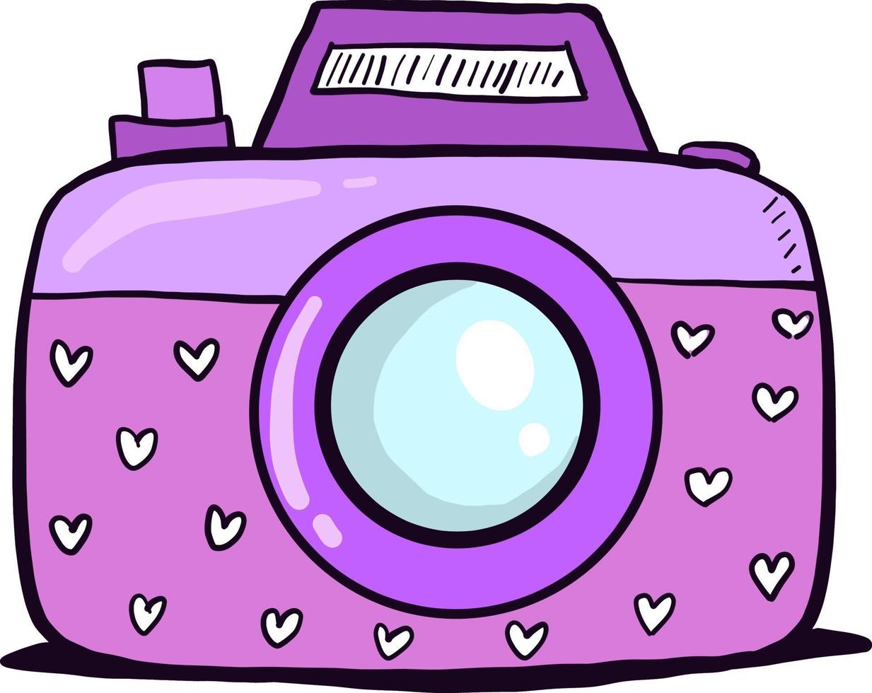 Purple camera ,illustration, vector on white background